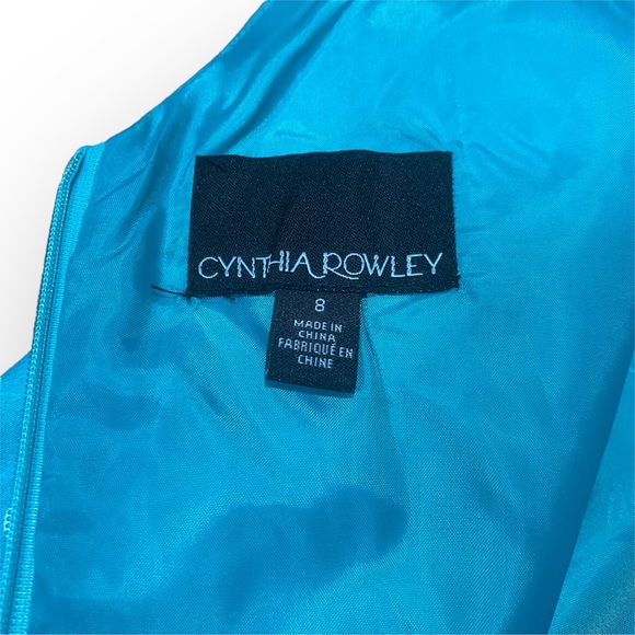 Cynthia Rowley Turquoise White Polka Dot Fit & Flare Sleeveless Dress size 8 - Picture 10 of 11